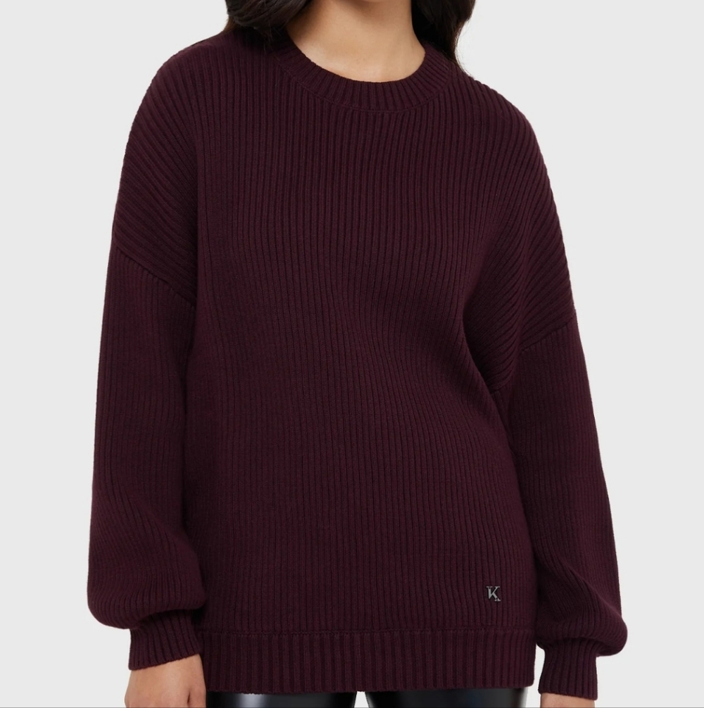 Killstar Women's Ribbed Knit Sweater - Deep Burgundy - Picture 1 of 3